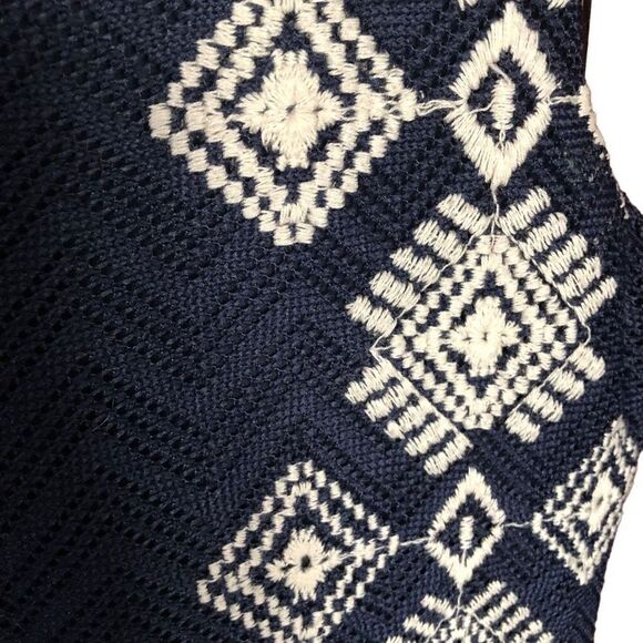 Knitworks Girls Navy Blue/White Crochet Dress Size 14 - Picture 4 of 7